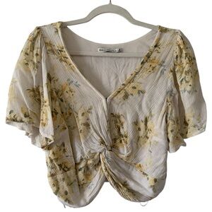 Abercrombie & Fitch Floral Blouse - Cream and Yellow